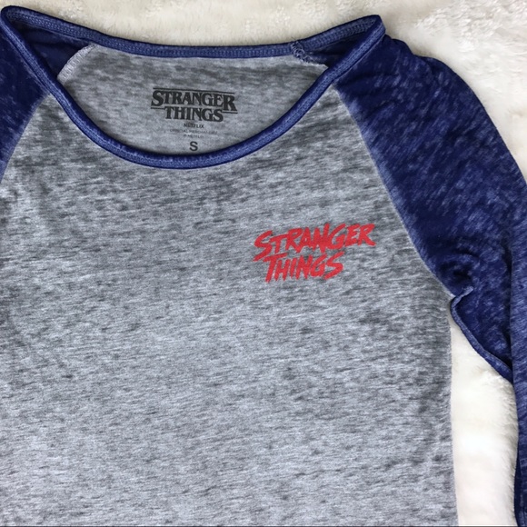 Netflix Tops - Stranger Things Gray Blue 3/4 Sleeve Sheer Top S